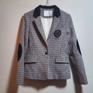 Vintage U blazer houndstooth blazer jacket color burgundy and cream size 38/xs